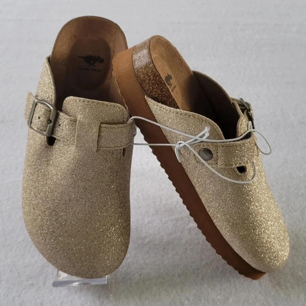 Rocket Dog Abel Plus Clogs Gold Glenn Glitter Slip On Sandals Big Kids Sz‎ 1.